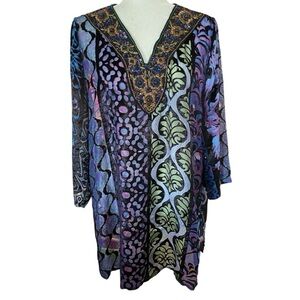 Soft Surroundings Vistosa Velvet Burnout Beaded Sequin Tunic Top